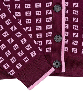 Strickcardigan mit FF-Logo - Bordeaux