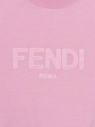 Pullover aus leichter Wolle mit Fendi-Stickerei - Rosa