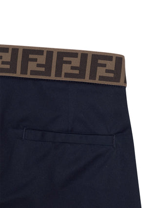 Baumwoll-Shorts mit FF-Details - Marineblau