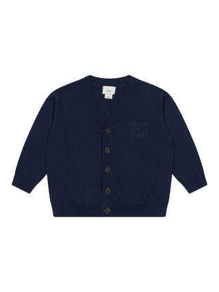 Strickcardigan mit FF-Stickerei - Marineblau