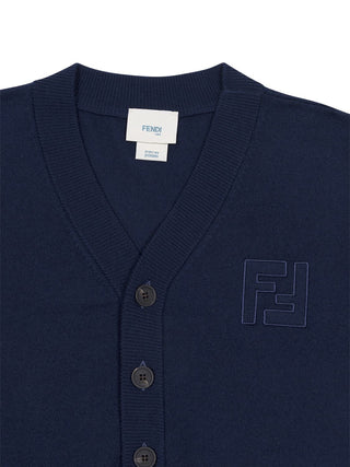 Strickcardigan mit FF-Stickerei - Marineblau