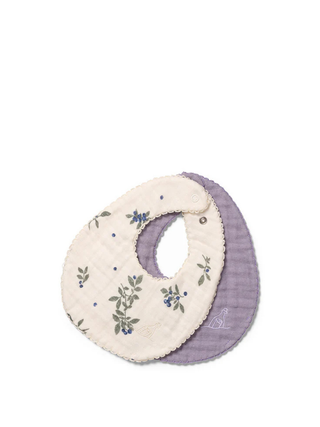 Dear April Koa Lätzchen, 4-layer Muslin, 2-pack - Blueberries/Lavender