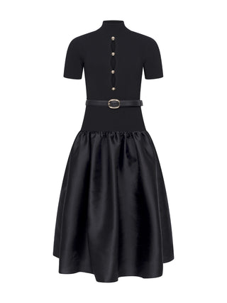 Midi-Kleid aus Strick mit Taftrock