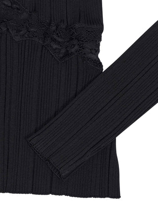 Schwarzes Stricktop mit Spitzendetails