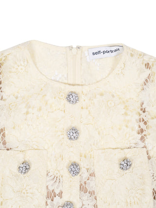 Gelbes Minikleid aus feiner Spitze