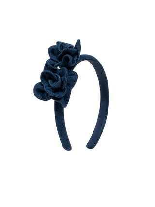 Denim-Haarreif mit Blumen-Details - Blau