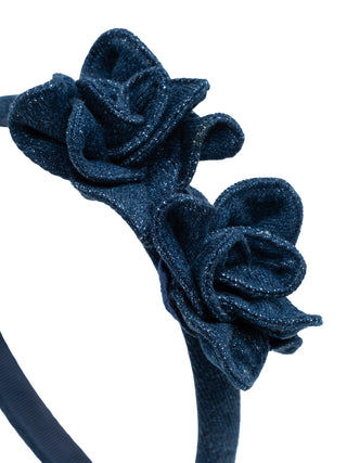 Denim-Haarreif mit Blumen-Details - Blau
