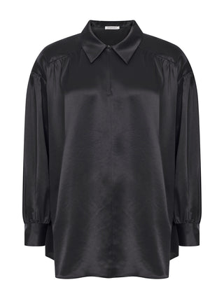 Leonora Satin Top in Schwarz