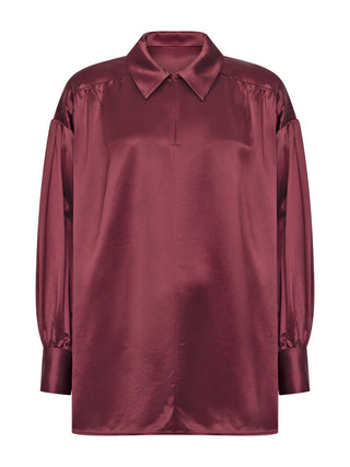 Leonora Satin Top in Bordeaux