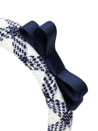 Karierter Bouclé-Haarreif - Navy