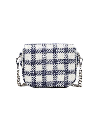 Karierte Bouclé-Tasche - Navy