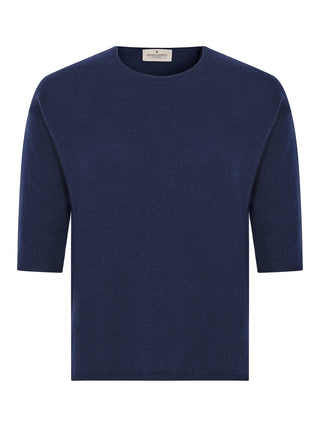 Crewneck T-Shirt aus Strick in Navy