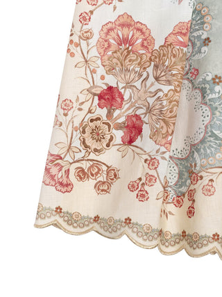 Daylight Shorts aus bedrucktem Leinen mit Bundfalten, Wellenkanten und Gürtel