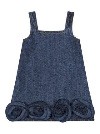 Jeanskleid mit Blumendetails - Blau
