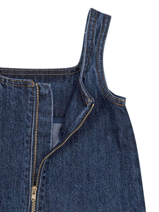 Jeanskleid mit Blumendetails - Blau
