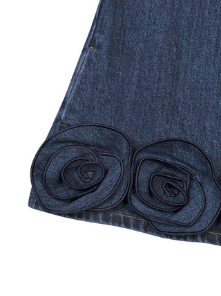 Jeanskleid mit Blumendetails - Blau