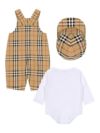 Dreiteiliges Jungen-Geschenkset aus Baumwolle - Sand Beige