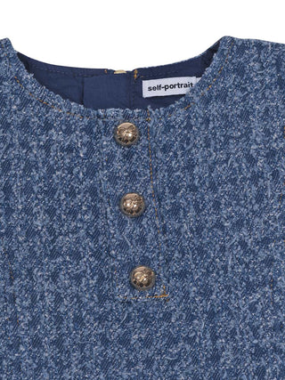 Tweedkleid aus strukturierter Baumwolle - Denimblau