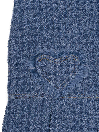 Tweedkleid aus strukturierter Baumwolle - Denimblau