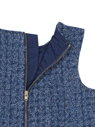 Tweedkleid aus strukturierter Baumwolle - Denimblau