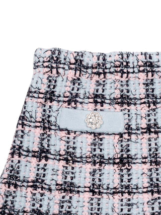 Bouclé-Strickrock mit strukturierten Streifen - Hellblau/Rosa