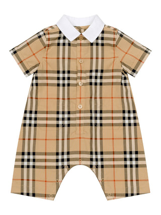 Andreas Check Strampler - Sand Beige