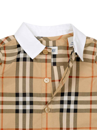 Andreas Check Strampler - Sand Beige