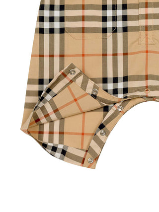 Andreas Check Strampler - Sand Beige