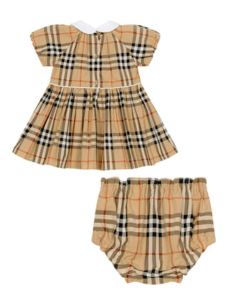 Aria Check Kleid mit Bloomers - Sand Beige