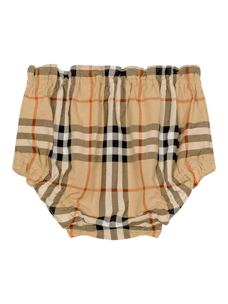 Aria Check Kleid mit Bloomers - Sand Beige