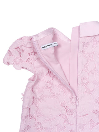 Kleid mit Blumenspitze - Pink