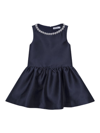Taftkleid mit Perlenverzierung - Marineblau