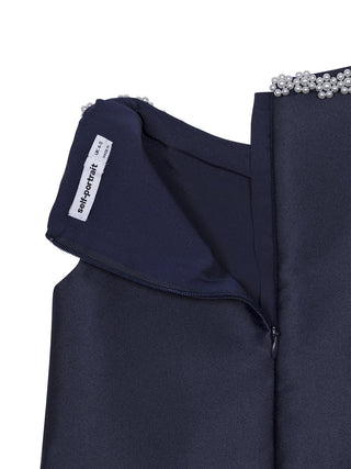 Taftkleid mit Perlenverzierung - Marineblau