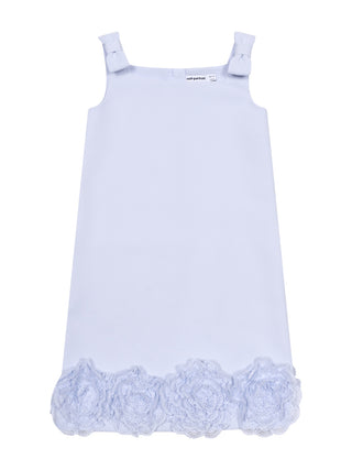 Crêpe-Kleid mit Blumenverzierungen - Hellblau