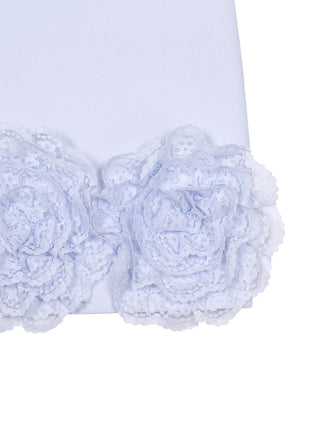 Crêpe-Kleid mit Blumenverzierungen - Hellblau