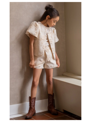 Fay Linn-Jacquard Shorts in Soft Gold