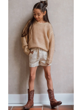 Fay Linn-Jacquard Shorts in Soft Gold