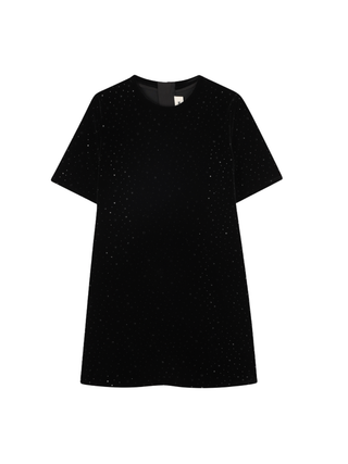 Samtkleid mit Strasssteinen