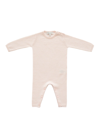 Kaschmir-Overall mit Mini-Streifen - Rosé+Weiß