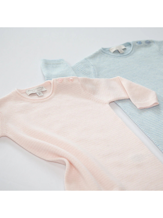 Kaschmir-Overall mit Mini-Streifen - Rosé+Weiß