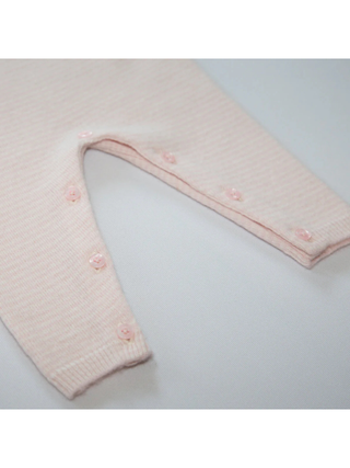 Kaschmir-Overall mit Mini-Streifen - Rosé+Weiß