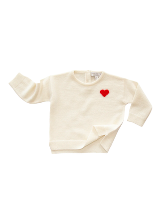 Kaschmirpullover LITTLE HEART - Naturweiß