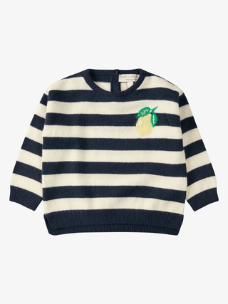 Kaschmirpullover Lemon - Dunkelblau+Weiß
