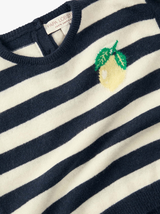 Kaschmirpullover Lemon - Dunkelblau+Weiß