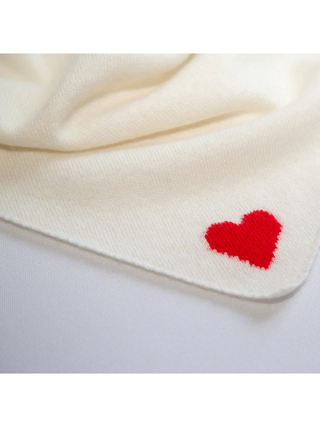 Dreieckstuch LITTLE HEART aus Kaschmir - Naturweiß