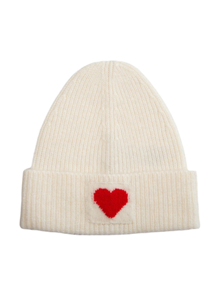 Kaschmirmütze LITTLE HEART - Naturweiß