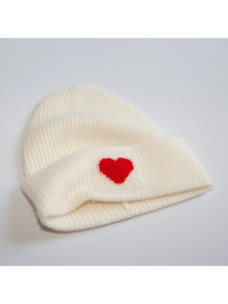 Kaschmirmütze LITTLE HEART - Naturweiß
