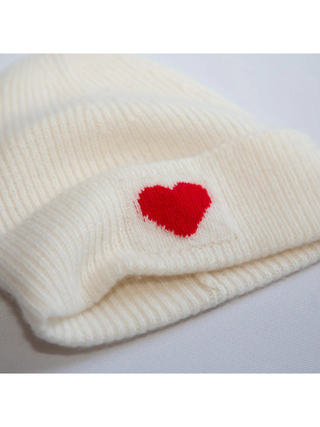 Kaschmirmütze LITTLE HEART - Naturweiß