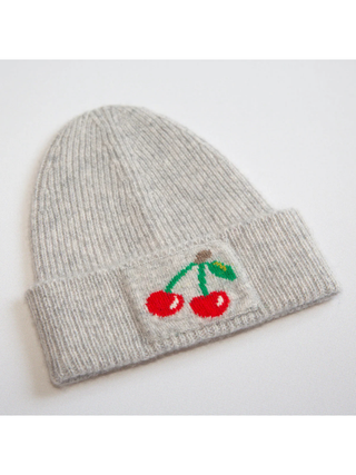 Kaschmirmütze CHERRY - Hellgrau Mélange+Mehrfarbig