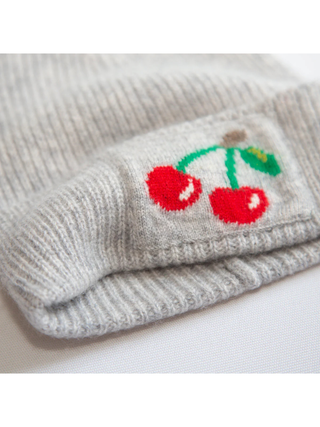 Kaschmirmütze CHERRY - Hellgrau Mélange+Mehrfarbig